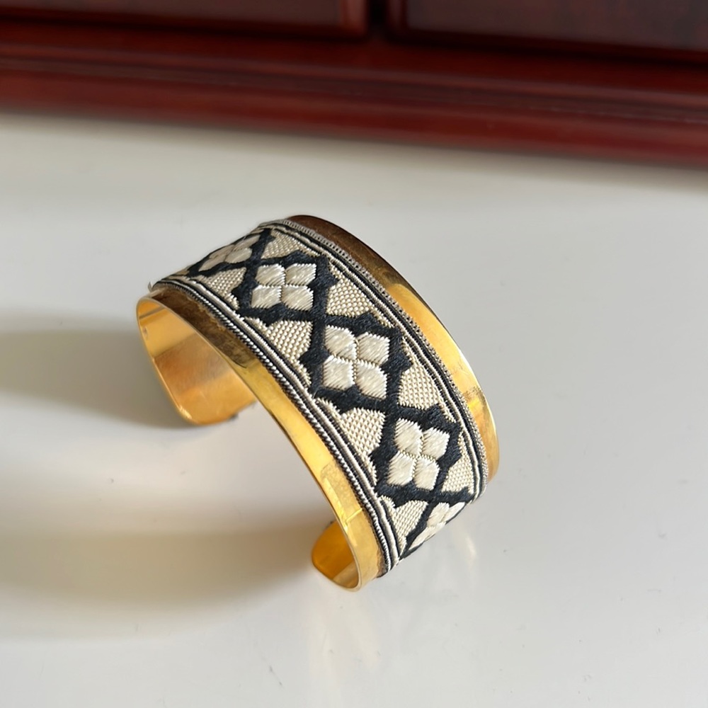14k gold coated brass cuff with ribbon detail